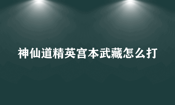 神仙道精英宫本武藏怎么打