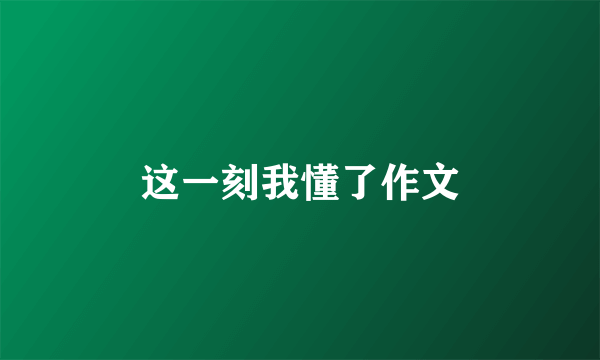 这一刻我懂了作文