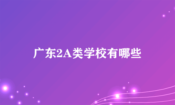 广东2A类学校有哪些