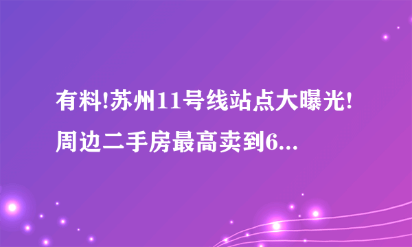 有料!苏州11号线站点大曝光!周边二手房最高卖到6万/平了……