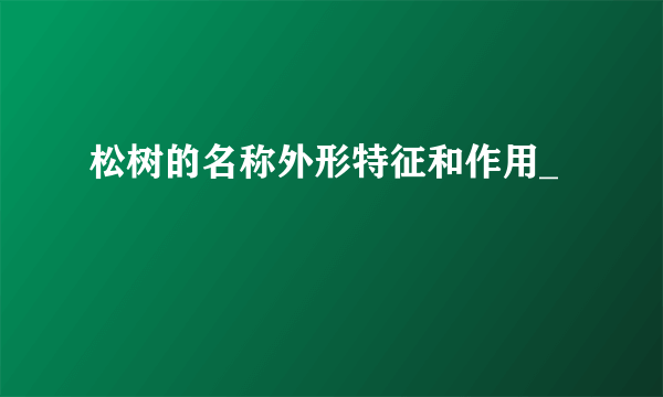 松树的名称外形特征和作用_