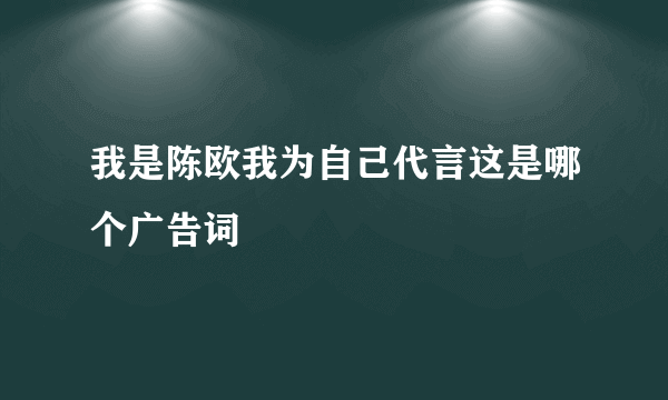 我是陈欧我为自己代言这是哪个广告词
