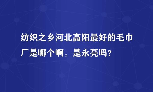 纺织之乡河北高阳最好的毛巾厂是哪个啊。是永亮吗？