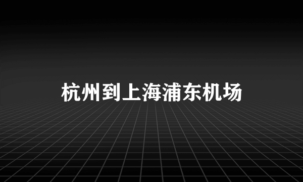 杭州到上海浦东机场