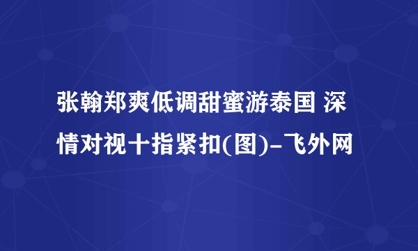 张翰郑爽低调甜蜜游泰国 深情对视十指紧扣(图)-飞外网
