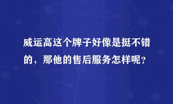 威运高这个牌子好像是挺不错的，那他的售后服务怎样呢？