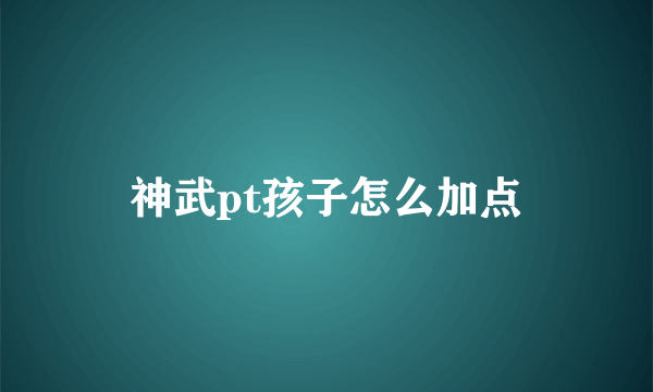 神武pt孩子怎么加点
