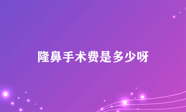 隆鼻手术费是多少呀
