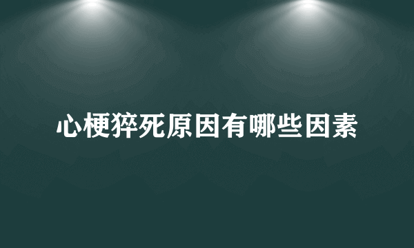 心梗猝死原因有哪些因素