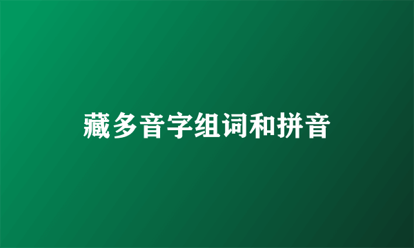 藏多音字组词和拼音