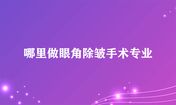哪里做眼角除皱手术专业