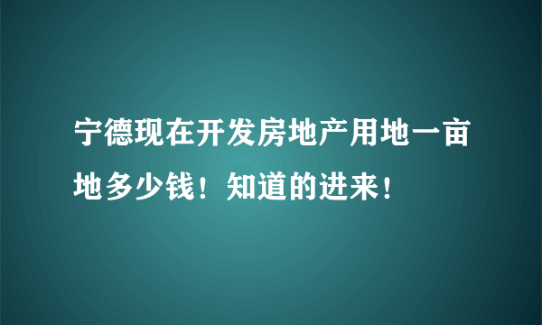 宁德现在开发房地产用地一亩地多少钱！知道的进来！