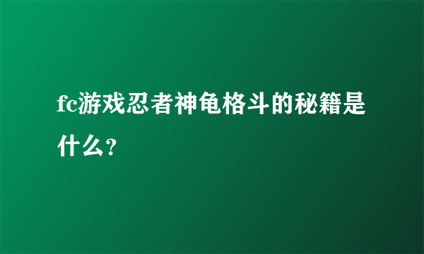 fc游戏忍者神龟格斗的秘籍是什么？