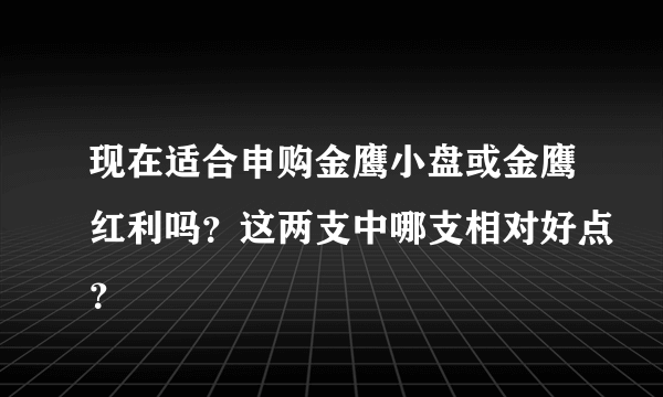 现在适合申购金鹰小盘或金鹰红利吗？这两支中哪支相对好点？