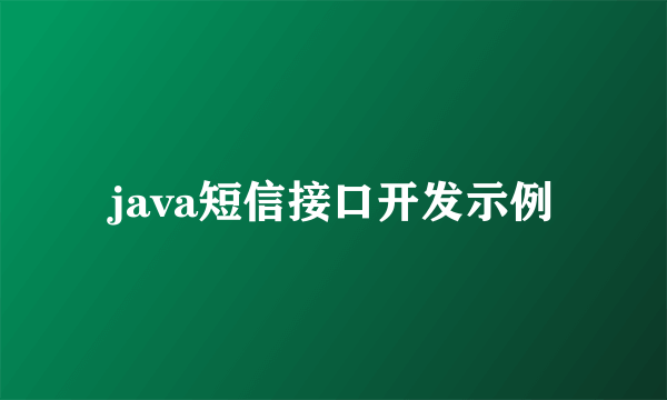 java短信接口开发示例