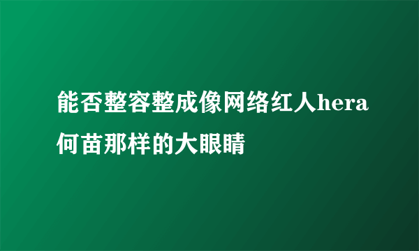 能否整容整成像网络红人hera何苗那样的大眼睛