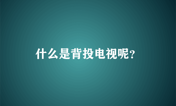 什么是背投电视呢？