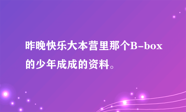 昨晚快乐大本营里那个B-box的少年成成的资料。