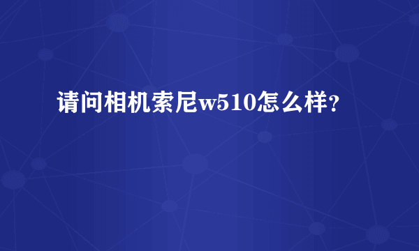 请问相机索尼w510怎么样？