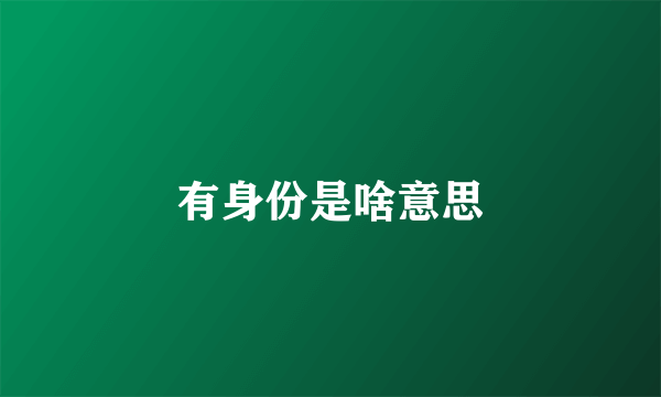 有身份是啥意思