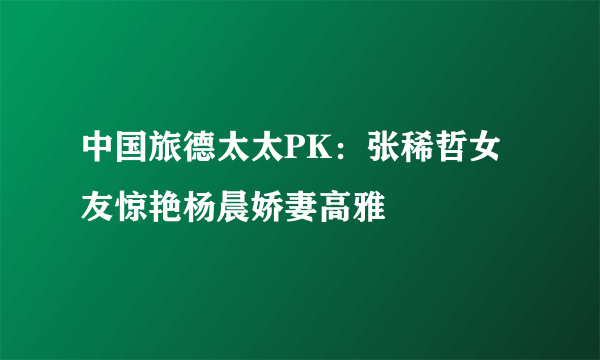 中国旅德太太PK：张稀哲女友惊艳杨晨娇妻高雅