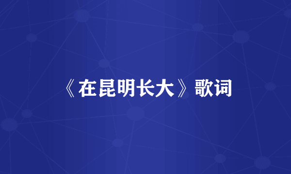 《在昆明长大》歌词