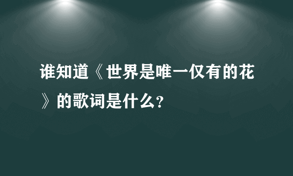 谁知道《世界是唯一仅有的花》的歌词是什么？