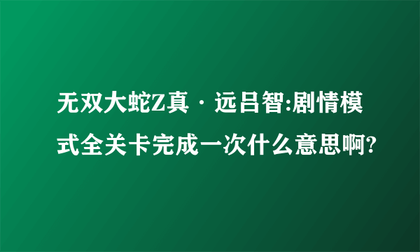 无双大蛇Z真·远吕智:剧情模式全关卡完成一次什么意思啊?