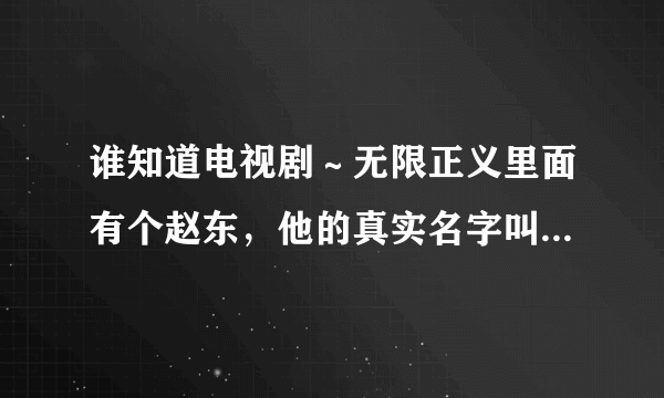 谁知道电视剧～无限正义里面有个赵东，他的真实名字叫啥？谢谢了