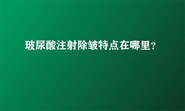 玻尿酸注射除皱特点在哪里？