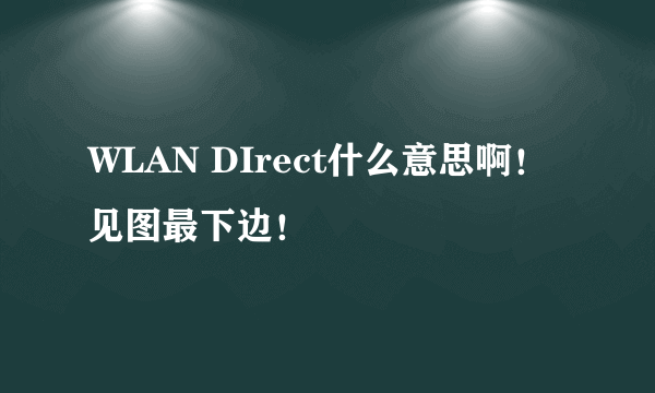 WLAN DIrect什么意思啊！见图最下边！