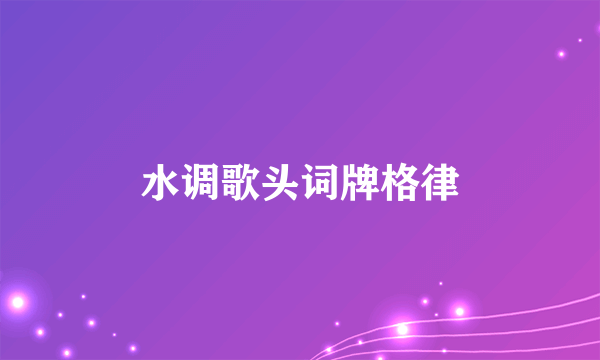 水调歌头词牌格律