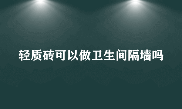 轻质砖可以做卫生间隔墙吗