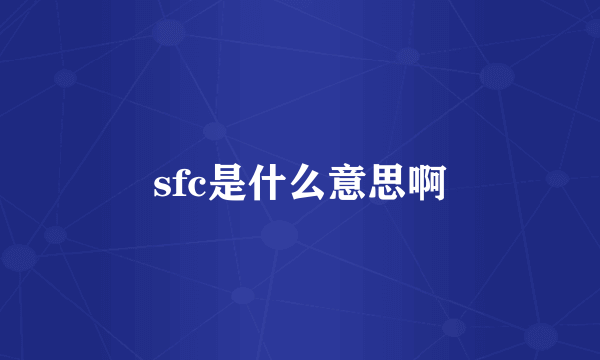 sfc是什么意思啊