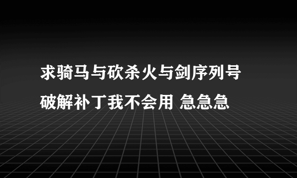 求骑马与砍杀火与剑序列号 破解补丁我不会用 急急急