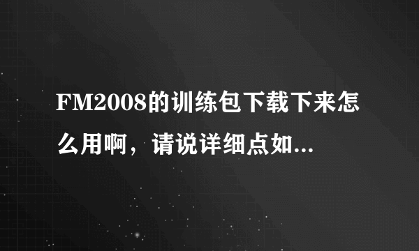 FM2008的训练包下载下来怎么用啊，请说详细点如题 谢谢了