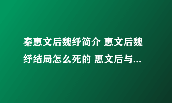 秦惠文后魏纾简介 惠文后魏纾结局怎么死的 惠文后与宣太后 秦惠文后的儿子