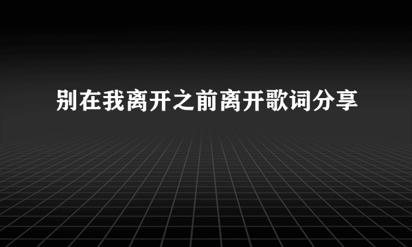 别在我离开之前离开歌词分享