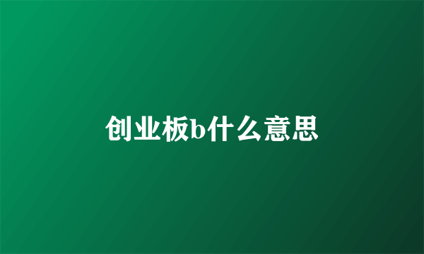 创业板b什么意思