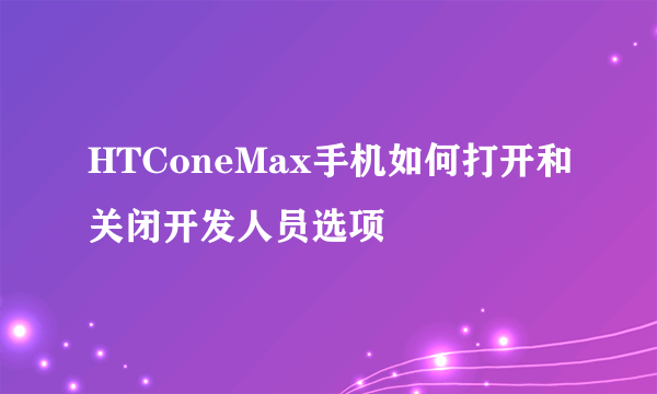 HTConeMax手机如何打开和关闭开发人员选项