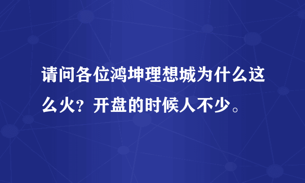 请问各位鸿坤理想城为什么这么火？开盘的时候人不少。