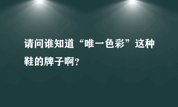 请问谁知道“唯一色彩”这种鞋的牌子啊？